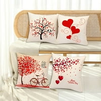 Satenski jastuci saten jastučnice za kosu za valentinovo jastuk za Valentinovo kvadratni jastučni jastuk Love Print Home Bacanje jastuci sa jastucima uključeni u kružni jastuci u dekorativnim jastucima