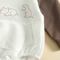 SDGHG baby rhoper dinosaur Print kontrastni kolovoz s kapuljačom dugih rukava JESEN Džep casual bodysuits