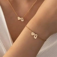 Hanxiulin Početna ogrlica za ogrlice od srca Podesite pozlaćena početna ogrlica A Z abeceda od ogrlice