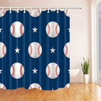 Baseball i zvijezde na plavoj pozadini poliesterske tkanine Kupatilo za zavjese za tuširanje