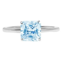 1.5ct Asscher Cut Prirodni švicarski plavi topaz 18k bijeli zlatni godišnjica zaručničke prstene veličine