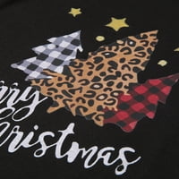 Božićni roditelj-dječji pidžami, slovo stabla Ispis majica s dugim rukavima, kombinezon za okrugli vrat,