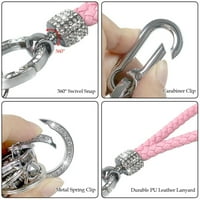 Pleteni set za ključeve D oblika Ključni prstenovi za ključeve pom pom Carabiner Klip ostavlja kristalno ključ fob