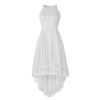 Yinguo Plus Veličina Žene čipke dugih rukava Midi haljina dame večernja haljina za zabavu bijela s