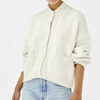 Pedort Cardigan džemperi za žene casual mekog dugih rukava cvjetni pleteni kardigani bijeli, xl