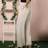 Ljetne kaprione hlače za žene Ležerne pamučne posteljine elastične strugove pantalone labave hlače sa
