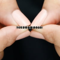 0. CT Prirodni crni spintel pola vječnog prstena za žene, okrugli rez crni spinel zlatni prsten, 14k bijelo zlato, SAD 11.00
