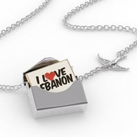 Ogrlica s blokadom Volim Libanon u srebrnom kovertu Neonblond