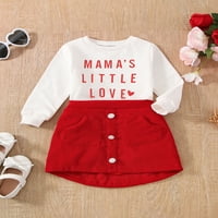 Valentines Dan Debljina Baby Girl Outfit Mamas Little Love Duge dugih rukava Vrhunski džep za drevni
