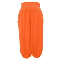 Beiwei Dame Harem Pant ravna dna noge visoke struk hlače Boho pantalone žene elastična stručna casual narančasta 2xl