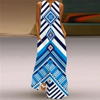 Žene Ljeto Ležerne prilike bez rukava V izrez Maxi Labava haljina Boho Beach Dug Senders sa džepovima Plavi S