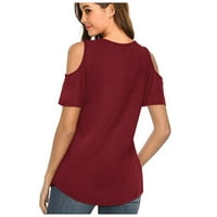 Ženske kratke majice s kratkim rukavima V izrez hladne rame Tunic Tops bluze košulje dugih rukava Rayon