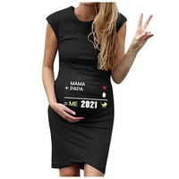 Trudna haljina za žene, ženski bez rukava Slatka O-izrez digitalni tisak za ispis vrhovi trudnoće haljina