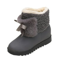 Puawkoer dame modni modni luk čvor guste pamučne cipele plišane tople kratke čizme za snijeg