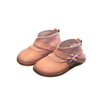 Daeful Toddler Djevojka čarapa za čizmu elastične haljine cipele pletene gležnjače Ujednačene casual neklizne kožne cipele s kožom ružičasto 4.5c