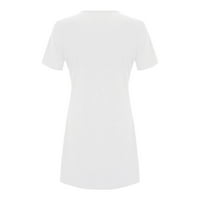 Ženska ležerna ljetna majica haljina dan neovisnosti kratki rukav Swing haljina bijele veličine s