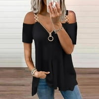 Ženska majica bez rukava s kratkim rukavima V-izrez za polluver