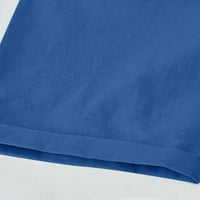 Ženske ljetne ispisane hlače za izvlačenje pamučne pamučne pantalone čvrste casual kratke hlače plavi