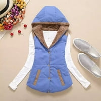 Žensko zimsko dugme dolje jakna s kapuljačom toplija Lady Gilet CAPTCOAT podstavljeni kaput, xxxl plava