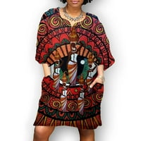 Ženska pulover s pola rukava dugim majicama Afrička odjeća Tuničke haljine sa džepovima slatke vrhove