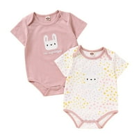 Baby Girls ROMPER kombinezon za kuniće Print + Rabbit Star Print Bodysuit okrugli vrat Kratki rukav