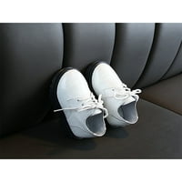 RotoSW unisex-Child kožna cipela uniformu obuće Formalno Oxfords Ležerne prilike čipke Up ravne performanse Neklizne bijele 1C