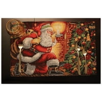 Tache Božićni odmor Santa niz dimnjak svečana tkanina tapiserija Placemats set od 4