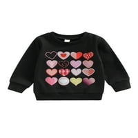 Diconna Baby Girl Boy Valentine S dana odjeća za odjeću Heart Print dugih rukava Crewneck Pulover Duweatshirt