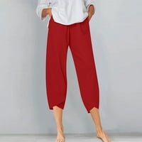 Dyegold Women Capri hlače Pamučna posteljina povremena elastična šargla šarga šarga šarke hlače hlače