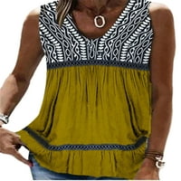 Luxplum žene ljeto TOP V rect t majice bez rukava na vrhu modne bluze Pulover za odmor žuti s