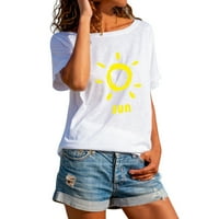 Ženske majice ispisane bez leđih kratkih rukava labava CrewNeck Labavi odmor za odmor Street Wearwear