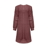 Cuekondy Dukseri haljine za žene zimski pad dugih rukava V-izrez modni haljina džemper