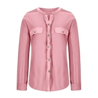 Mekane majice Žene Žene Košulje Žene Jesenski kaput Casual rever džep spajanje nepravilnih vrhova učitelja