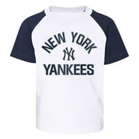 Predškolska ustanova New York Yankees White Heather Siva zemljišna balle Raglan majica i kratke hlače