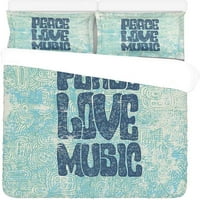 Posteljina Retro mira Ljubav Music Music Twin Veličina prekrivač sa jastukom za kućnu posteljinu Dekoracija