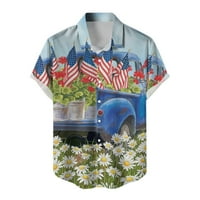 Muška povremena američka dana za patchwork patchwork košulja s kratkim rukavima majica s kratkim rukavima