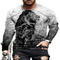 Muške majice Životinje tiskane vrhove dugih rukava majica modni pulover praznika Bluza smeđa 3xl