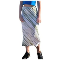 Žene suknje Midi Dužina Ležerna moda Visoko struk Temperament Slim Ispis Srednja dužina A-line suknja