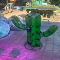 Set od tri zelenog metala Saguaro kaktus - vrtna umjetnost, ručno rađeni metalni kaktus, metal dvorište