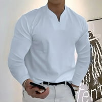 Košulje s dugim rukavima za muškarce Ležerne prilike pune boje Henley majice Genleman's Business Pulover