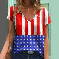Hanzidakd vrhovi za žene American 4. jula Print bluza Kratki rukav Košulje Ležerne prilike Labavi tees