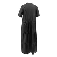 Plus veličina haljina casual gumba niz rever haljinu plus veličine modne crne haljine s