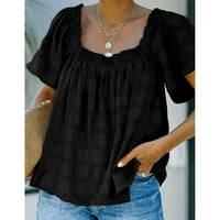 Frill Trim majica Elegantni stilski za žene za vanjski piknik Black XL