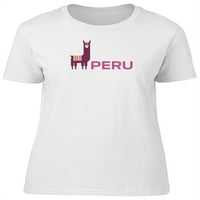Crtanje lame i riječi Peru majice žene -Image by Shutterstock, ženska srednja sredstva