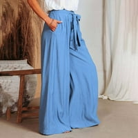 Ženske hlače od solidne boje ljetne pantalone Duge Palazzo Hlače Lagana težina fit vrećice Široke noge