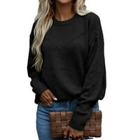 Ženski džemperi Ležerne prilike obične pulovere za okrugli vrat Black L