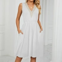 Žene Ljetne casual haljine bez rukava bez rukava čipkavice V izrez VACT Dress Lease Comfy elegantna