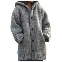 Cardigan džemperi za žene Ženske modne jesenske i zimske pune boje džepa s dugim rukavima šal labav