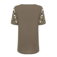 Ženski bluze Ženska modna casual puna boja vruća cigla kratka majica s kratkim rukavima V-izrez sa patentnim