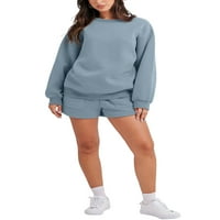 Wassery Women Workout Outfits set dukserice pulover u boji i kratke hlače sa džepovima Yoga Activewear